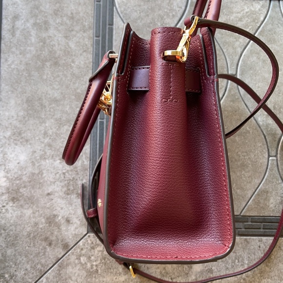 Michael Kors Hamilton Small Satchel Shoulder Crossbody Bag Dark Cherry NWT - Picture 4 of 15